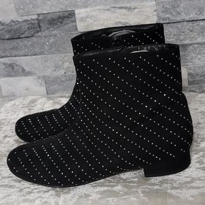 Nina Black Suede Studed Ankle Booties